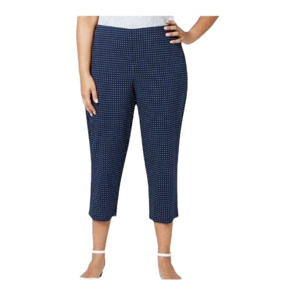 NEW Charter Club Navy Plus Size Capris Pants Chelsea Tummy Control Stretch 28W